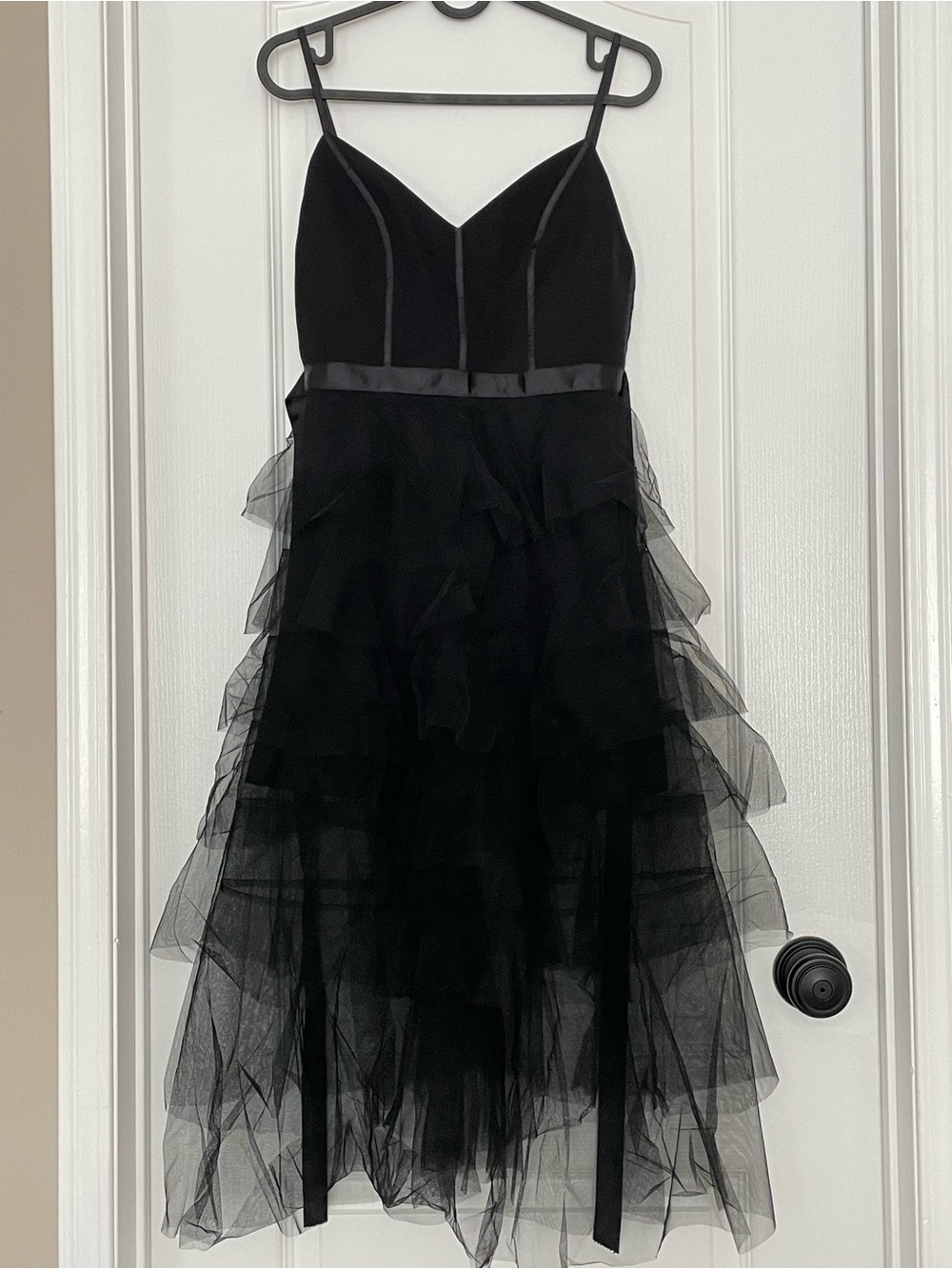 Black Tiered Tulle Midi Dress